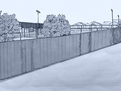 Sportanlage Berg Visu mit Lärmschutzwand